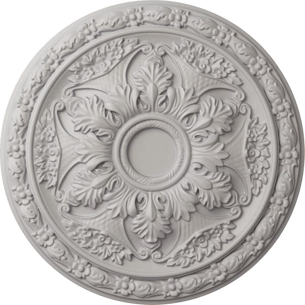 Ekena Millwork Baile Ceiling Medallion (Fits Canopies up to 3 1/4"), Hand-Painted Ultra Pure White, 20"OD x 1 5/8"P CM20BLUWF - main